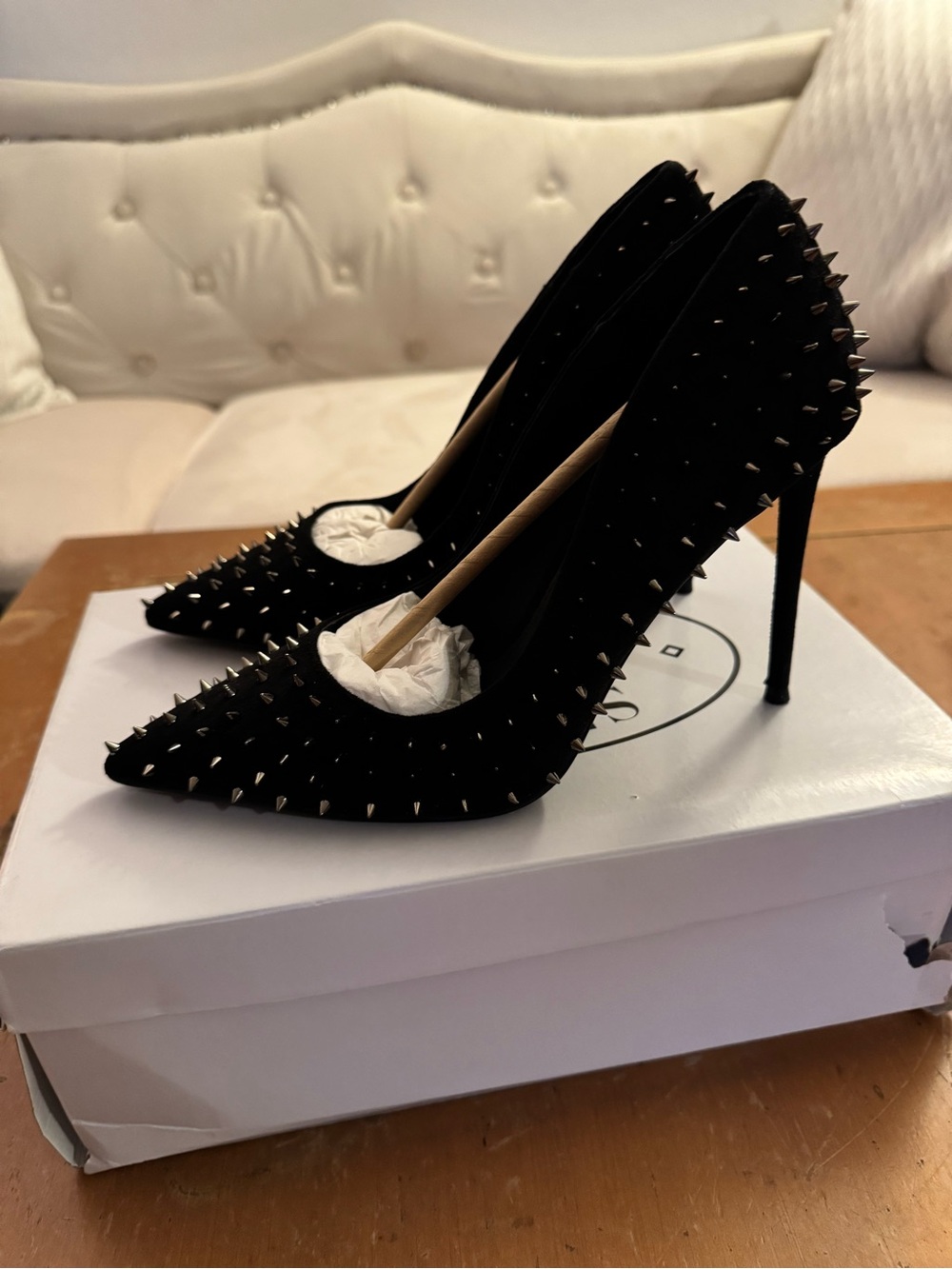 Steve Madden Black Vala S Studded Pointed-Toe Pumps - Picture 5 of 7